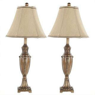 Safavieh Table Lamp in Gold with Beige Shade (Set of 2)   LIT4031A SET2