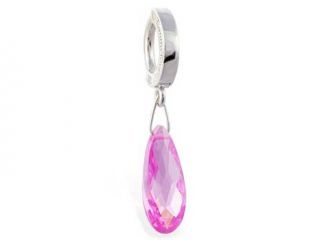 Silver Tummytoys belly sleeper ring with dangling pink stone, 14 ga