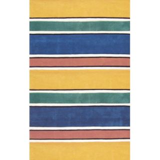 Beach Rug Bright Yellow Ocean Stripes Area Rug by American Home Rug Co
