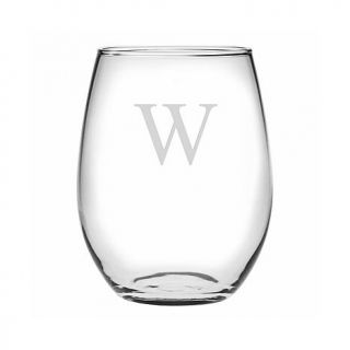 Monogrammed Set of 4 Single Letter Stemless Wine Glasses   7929302
