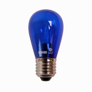 Ushio 1003933 S14 LED Bulb, E26, 120V 2W   Dimmable   2700K   Blue