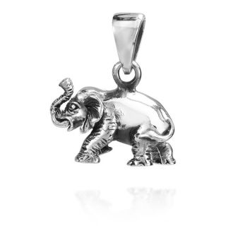 3D Wild Elephant .925 Sterling Silver Pendant (Thailand)  