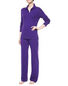 Cashmere Collection Johnny Collar Cashmere Lounge Set