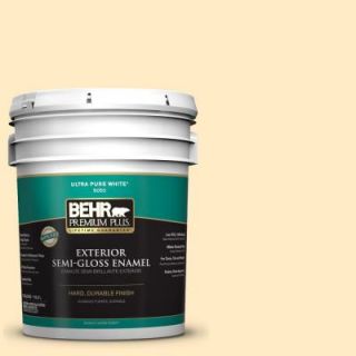 BEHR Premium Plus 5 gal. #330A 2 Frosted Lemon Semi Gloss Enamel Exterior Paint 505005