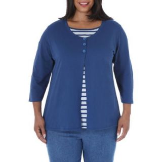 Chic Women's Plus Comfort Collection 3/4 Sleeve Layered Cardigan