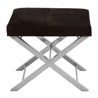 Modern Design Stainless Steel and Cowhide Leather Ottoman