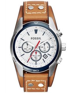 Fossil Mens Chronograph Coachman Saddle Leather Strap Watch 44mm