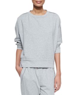 Brunello Cucinelli Shimmer Trimmed French Terry Sweatshirt, Pearl