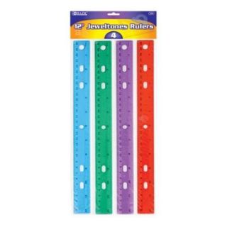BAZIC Jeweltones Color Ruler, 12 Inches, 4 Per Pack