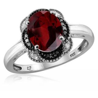 JewelersClub 2.20 Carat T.W. Garnet Gemstone and Accent Black and White Diamond Ring