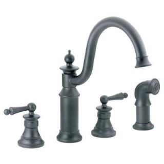MOEN Waterhill High Arc 2 Handle Standard Kitchen Faucet with Side Sprayer in Wrought Iron S712WR