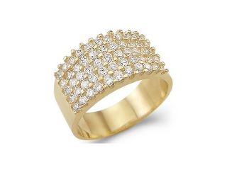 Solid 14k Yellow Gold Large CZ Cubic Zirconia Wedding Anniversary Band Ring 2.0 ct