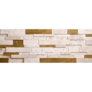 Faber Wall Cladding 6 x 24 Honed Cubic Travertine Mosaic in Ivory