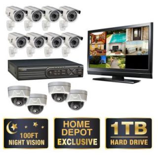 Q SEE 16 CH 1TB HDD Surveillance System with (12) 650 TVL Cameras, 21.5 in. HD Monitor, 100 ft. Night Vision DISCONTINUED QT4760 12A4 1M