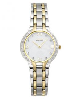 Citizen Womens Eco Drive Diamond Accent Two Tone Stainless Steel
