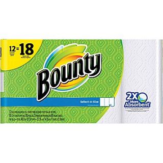 Bounty Select A Size™ Paper Towels, White, 12 Giant Rolls = 18 Regular Rolls (88212/81440)