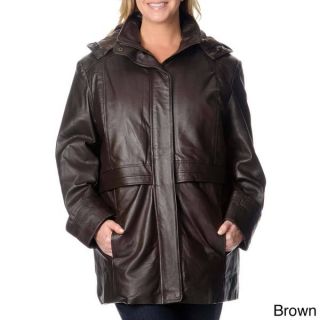 Excelled Womens Plus Size Black Leather Anorak   Shopping