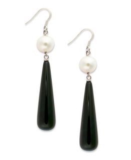 Sterling Silver Earrings, Onyx (21 ct. t.w.) and Cultured Freshwater