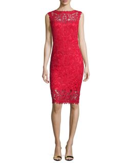 Tadashi Shoji Lace Embroidered Sheath Dress, Flame