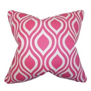 Poplar Geometric Candy Pink Feather Filled 18 inch Throw Pillow
