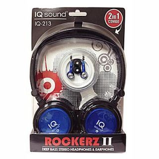 Supersonic IQ 213 Rockerz 2 In 1 Deep Bass Stereo Earbud/Headphone Combo, Blue