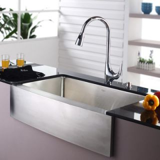 Kraus 35.88 x 20.75 Farmhouse Kitchen Sink with Faucet and Soap