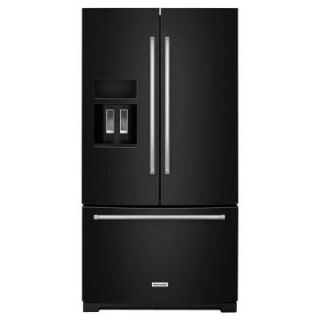 KitchenAid 36 in. W 26.8 cu. ft. French Door Refrigerator in Black KRFF507EBL