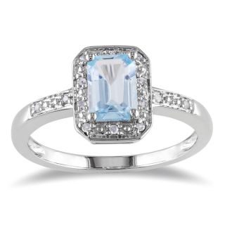 Miadora Sterling Silver Aquamarine and Diamond Accent Ring