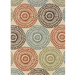 Ivory/ Blue Outdoor Area Rug (37 x 56)   13875119  