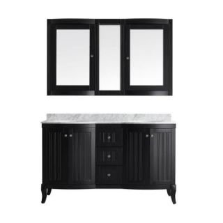 Vinnova Verona 60 in. W x 23 in. D x 35 in. H Vanity in Espresso with Marble Vanity Top in White with Basin and Mirror 717060 ES CA