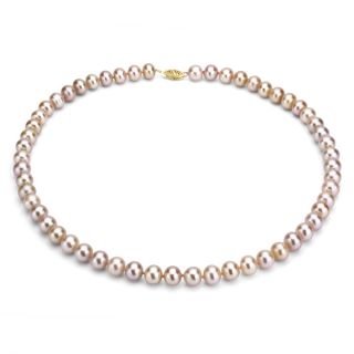 DaVonna 14k Gold High Luster White FW Pearl 20 inch Necklace (6.5 7 mm