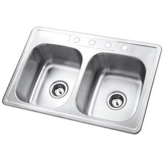 Studio 22 x 33 Gourmetier Self Rimming Double Bowl Kitchen Sink by