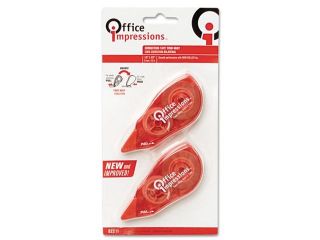 Office Impressions Correction Tape, Non Refillable, 1/5" x 472", 2/Pack