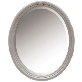 Home Decorators Collection Wellington 34 in. H x 28 in. W Oval Framed Single Wall Mirror in Distressed Blue 2694600310