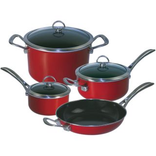 Chantal 80 7RE Copper Fusion 7 Piece Cookware Set, Chili Red