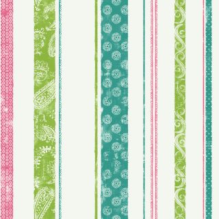 York Wallcoverings Teal and Pink and Lime Strippable Paper Prepasted Classic Wallpaper