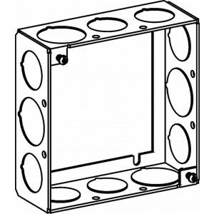Orbit 4SB 50/75 EXT Electric Box Extension Ring, 1 1/2" Deep Welded Box w/1/2" & 3/4" Knockouts   4" Square