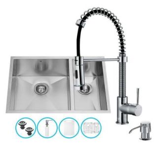 Vigo All in One Undermount Stainless Steel 29 in. Double Bowl Kitchen Sink and Faucet Set in Chrome VG15052