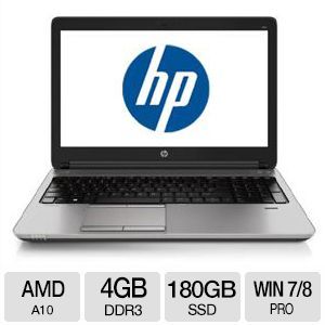 HP ProBook 655 G1 AMD A10 4GB Memory 180GB SSD 15.6 Notebook Windows 7 Professional/Windows 8 Pro 64 bit   G4U50UT#ABA