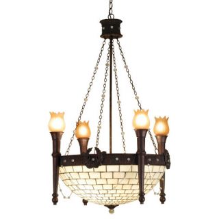Torch and Wreath 4 Light Arm Chandelier with Invert by Meyda Tiffany