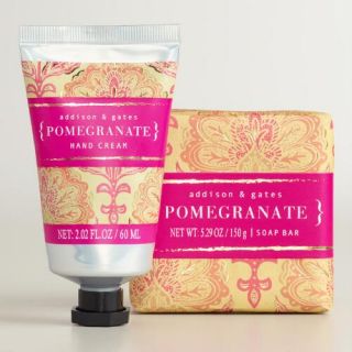 A&G Block Print Pomegranate Bar Soap and Hand Cream Collection