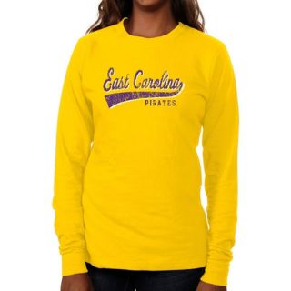 East Carolina Pirates Womens All American Primary Long Sleeve Slim Fit T Shirt   Gold