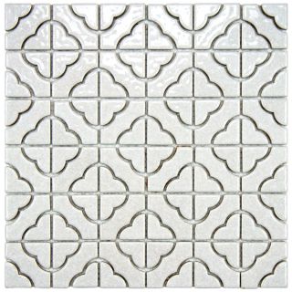 SomerTile 11.75x11.75 inch Castle White Porcelain Mosaic Floor and