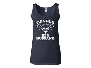 Junior This Girl Loves Her Husband Slogan Design Statement Sleeveless Tank Top