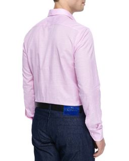 Etro Linen Blend Micro Plaid Sport Shirt