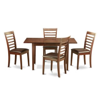 Mahogany Table with 12 inch Leaf and 4 Chairs 5 piece Dining Set