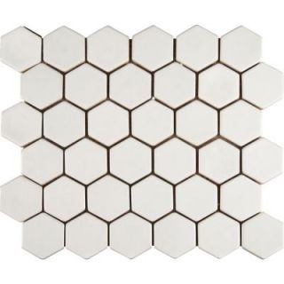 MS International Whisper White Hexagon 12 in. x 12 in. x 8 mm Ceramic Mesh Mounted Mosaic Tile (10 sq. ft. / case) PT WW 2HEX