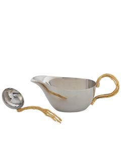 Gilded Twig Gravy Boat and Ladle Set by Michael Aram