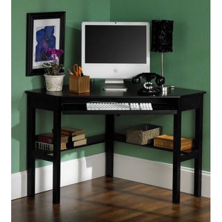 Simple Living Black Corner Desk and Crossback Chair 2 piece Study Set