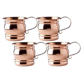 Old Dutch International 16 oz., 4 in. Solid Copper Moscow Mule Mug with Flat Handle, All Copper, Unlined and Unlacquered (Set of 4) OS423